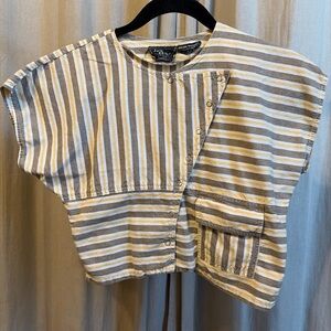 Chic Striped Button-Up Crop Top